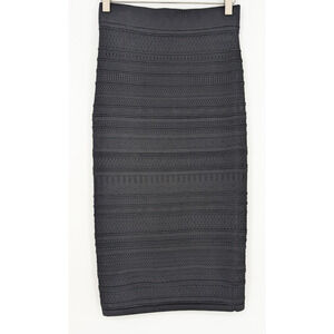 Babaton Aritzia Black Pointelle Knit‎ Stretch Midi Pencil Skirt Small Bodycon